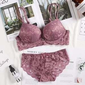 Newest design mature ladies sexy lace embroidered bra and panty sets