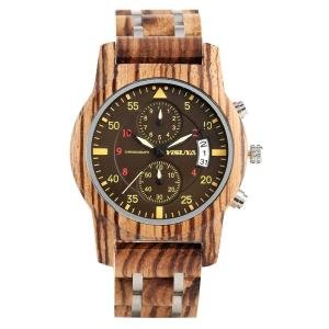 OEM Luxury Custom Logo Digital Chronograph Wood Steel Quartz Watches Wrist