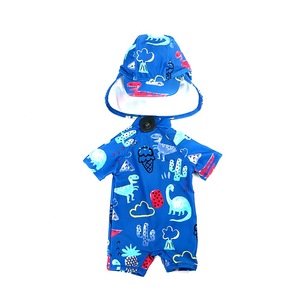 One Piece  swimsuit with hat sun protection upf50+ front zipper baby swimwear boys