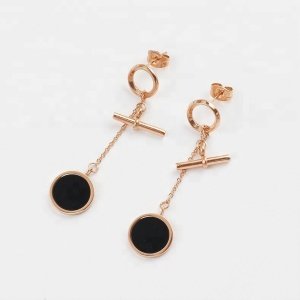 OUMI wholesale custom latest model design stainless steel round shaped drop earring stud fashion shell earrings for women