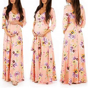 P262 Wholesale 2019 summer new style floral maternity dress half sleeves long maternity wear dress