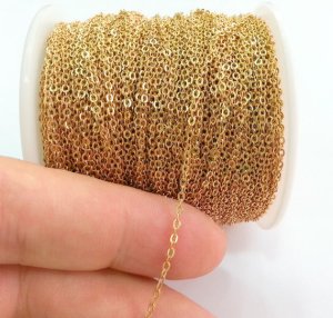 (Pack in Roll) Bulk OEM 1.5mm Length 1Yard 3 Feet Raw Copper Metal Cable Link Jewelry Chain For Necklace Making