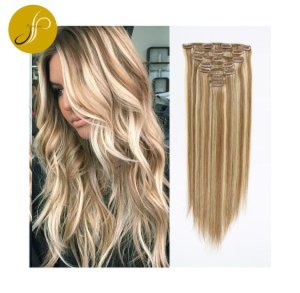 PEARLCOIN WHOLESALE FACTORY PRICE Full Head Clip in Synthetic Hair Extension 7pcs/Set Machine Double Weft Double Drawn