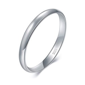 Plain dome tarnish resistant comfort fit wedding band 2mm ring