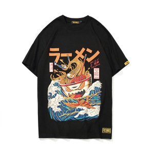 Popular fashion Japanese style printing teenager tshirt 100% cotton men O-neck streetwear retro tees