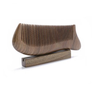 Popular natural fish shaped green sandal wood lice beard comb