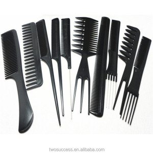 Portable Salon Styling Hairdressing professional anti-static handle plastic hair brush 10pcs comb set for Barber