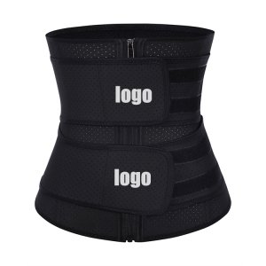 Punching Design Double Compression Adjustable Belt Abdominal Control Women Latex Waist Trainer For Lose Weight