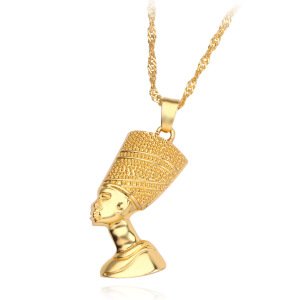 Queen of Egypt Nefertiti Pendant Necklace Men's Jewelry Gold Jewelry African Gifts