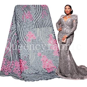 Queency Bridal Nigerian Wedding Lace Materials Net Lace Fabric High Quality African Lace Fabric Embroidered Nigerian