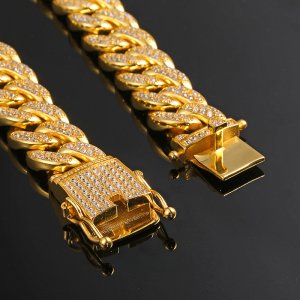 Rapper Jewelry Men's Hiphop Choker Necklace 12MM Wide Iced Out Micro Pave Lab Diamond Miami Cuban Link Chain Necklace