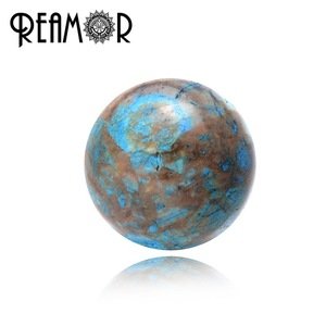REAMOR Free Shipping Natural Stone Semi-precious Blue Decorative Pattern Stone Beads Round Bead Gemstone