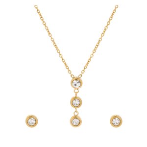 S-228 Xuping acero inoxidable joyeria women gold jewelry necklace and earring stainless steel joyas al por mayor jewelry set