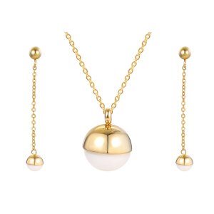S-417 Xuping fashion gold jewelry acero inoxidable set stainless steel pearl women jewelry set