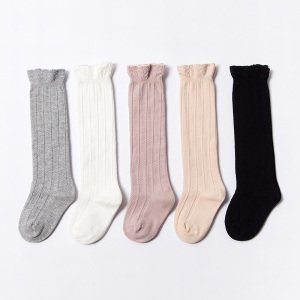 Senhao New Product Lines Baby Knee High Girl Socks Best Selling Items Solid Color Cotton kids Socks.