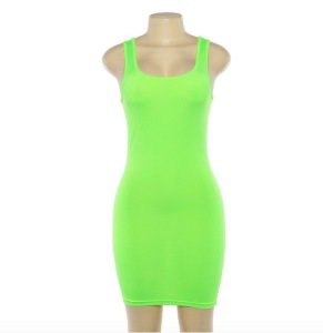 Sexy Sleeveless Hollow Out Skinny Party Dress Spaghetti Strap Summer Fluorescent Green Mini Bodycon Club Wear Dresses