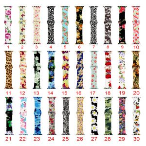 Silicone Apple watch band Women Pattern Printed Rubber Straps Replacement Sport Wristbands for iWatch Series 4/3/2/1