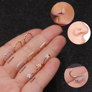 Silver And Gold Plated 8mm Cz Hoop Flower Piercing For Nose Ear Helix Cartilage Tragus Body Jewelry