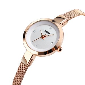 SKMEI 1390 Fashion Luxury Women Charm Rose Gold Quartz Watches 3ATM Waterproof Steel Mesh Band Wristwatch