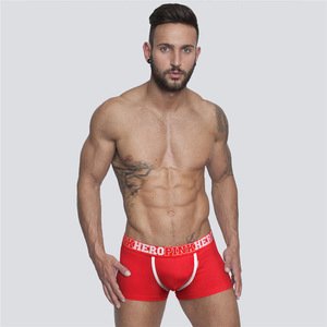 Soft Red Comfortable Combed Cotton Boxer Briefs Cheap Mens Elite Series Trunk Underwear
