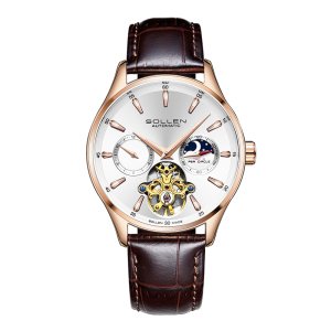 SOLLEN tourbillon mechanical wristwatch men fashion watches men wrist wholesale leather automatic SOLLEN watch