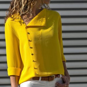 SP2281A  2018 Autumn Hottest Sell Ladies Button Shirts Work Wear Long Sleeve Women Blusa