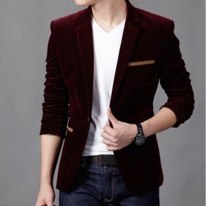 Spring Clothes Men Fashion Tops Slim Fit Blazer Casual Solid Color Male Suits Corduroy Single Button Unique Long Sleeve Jackets