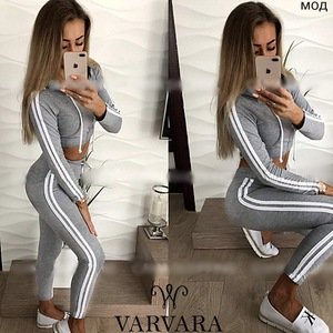 Spring Long Sleeve Women Sports Hoodie Tracksuit With Stripe