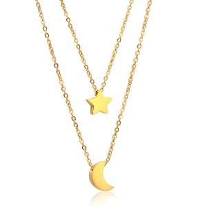 Stainless steel Necklaces For Women  Trend Summer Fashion Jewelry  Multi-layer Collar Star Moon Necklace
