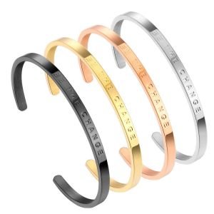 Stainless Steel Rose Gold Plating Personality  Engrave Custom ID Name Fashion Bracelet Jewelry
