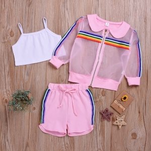 Summer new girls suit chilrden's rainbow sun protection clothing and shorts