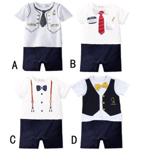 Summer Short Sleeve New Born Baby Boys Casual Soft Cotton Rompers Clothing