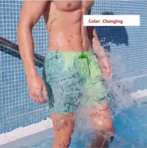 swimwear woman/mans color temperature changes beachwear man sexy shorts touch water and change color swimsuit