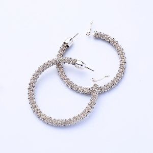 Ted0052 Women Fashion Jewelry Wholesale Big Silver Hoop Earrings Bling Bling Alloy Custom Spring Earrings