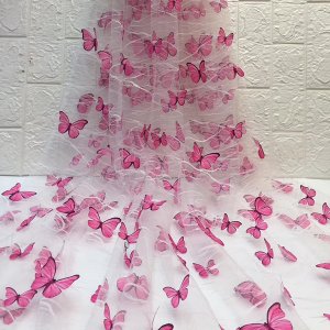 The Butterfly Design African Lace Fabric Embroidery Tulle Lace Fabric For Wedding Party Dress