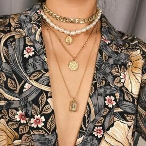 Three Layers of Shell And Pearl Pendant Necklace Gold Cowrie Women Best Friend Cowry Seashell Necklace Bohemian Jewelry