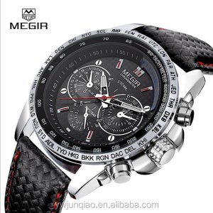 Top Brand Luxury Quartz Watch Clock Leather Strap Male Megir Watches Men