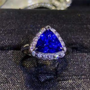 top quality 18k gold South Africa real diamond natural 5A tanzanite ring for women royal blue dainty gold jewelry
