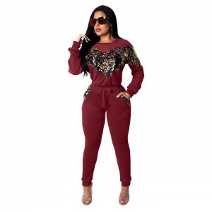 Tracksuits For Women Outfit Sportswear Spring Autumn Heart Sequin Ladies Long sleeve Casual 2 Piece Set YY10391