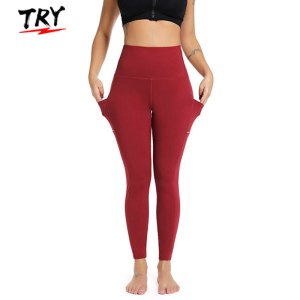 TRY SY8817 High Waisted Tummy Control Workout Leggings reflective activewear Yoga Pants with Pocket