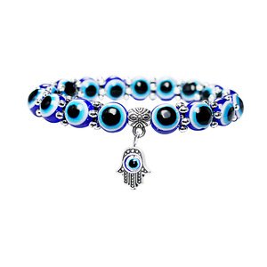 Vintage blue eye bead Fatima's hand lucky bracelet