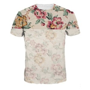 Vintage Flower Top New Arrived Wholesale Casual Men's T Shirts 3D Printed