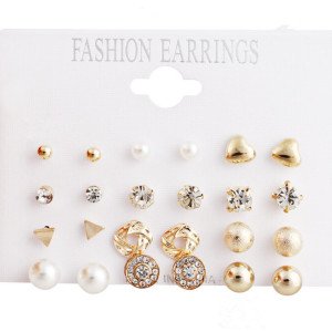 Vintage Punk alloy Earrings For Women Hot Sale pearl Ear Studs Silver Plating Earring Set Mixed