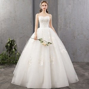 Wedding Dresses Bridal Ball Gown See Through Lace Pattern Sleeveless Wedding Dress