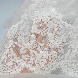 White Color and Lace Product Type 3D Embroidery lace fabric 3D flower for wedding dress or home textiles