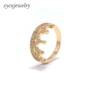 Wholesale 2019 new crown zircon ring wedding rings gold plated jewelry