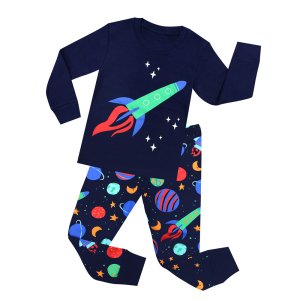 Wholesale 2019 new kids pajamas children sleepwear rocket pijamas for 2-8 years girls boys stripe nightwear airplane pjs