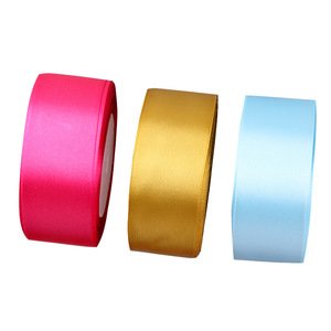 Wholesale 25yard 2.5cm silk satin ribbon roll, 100% polyester solid color single double face satin ribbon for decoration
