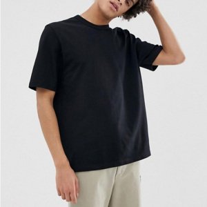 Wholesale Custom Cheap Mens loose fit black thick cotton t shirt
