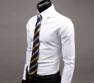 Wholesale custom logo formal casual plain blank white long sleeve tuxedo mens shirts for men